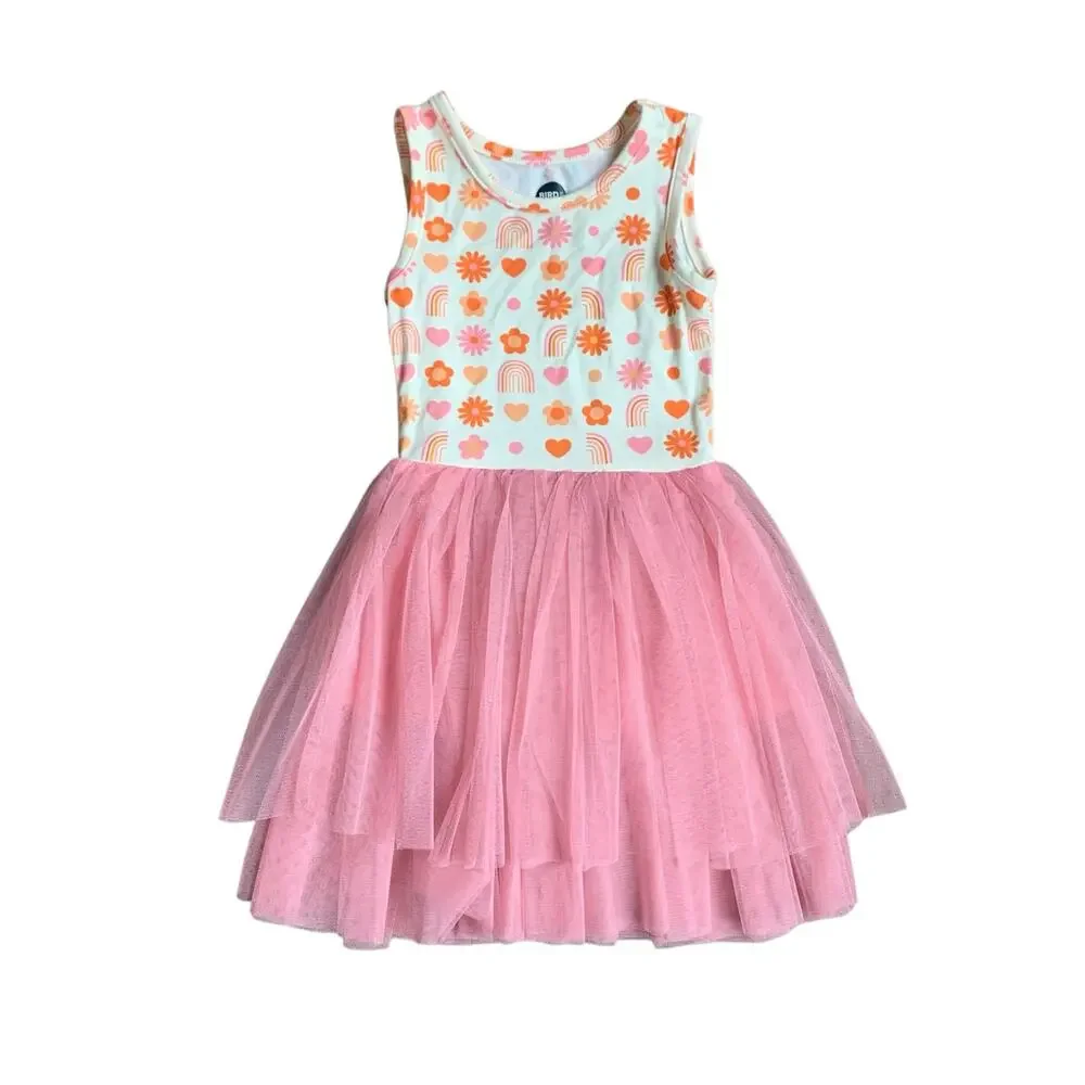 Bird & Bean Bamboo Tulle Tutu Dress in Daisy Days